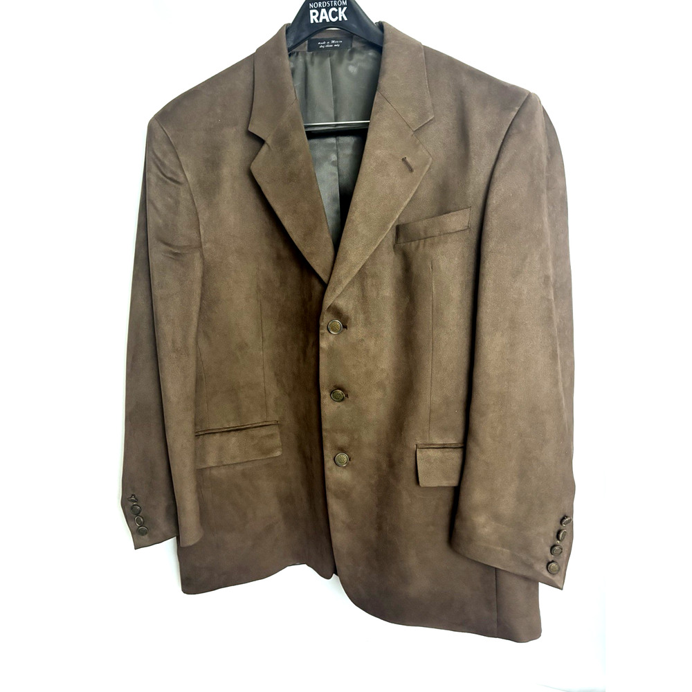 Andrew Fezza Signature Collection Faux Brown Suede Sport Coat Jacket Sz 44R